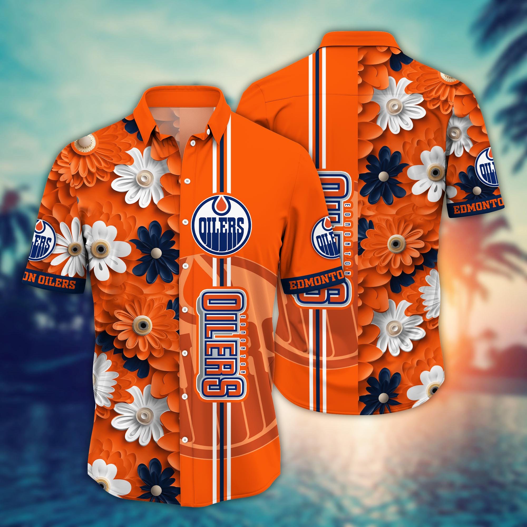 Edmonton Oilers Flower Hawaii Shirt And Tshirt For Fans, Summer Football Shirts NA49574